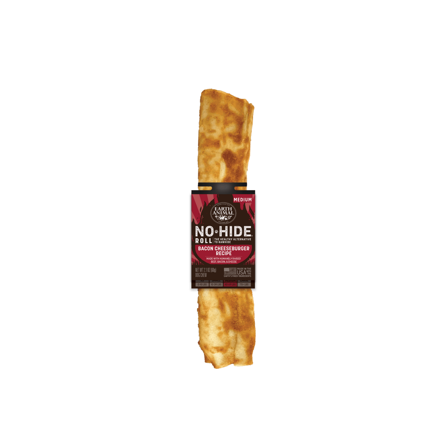 Earth Animal No Hide BBQ Bacon Cheeseburger Roll Dog Chew